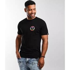 Sullen Black Crew Neck Rainbow Floral Skull Graphic Pride T-Shirt Size Medium